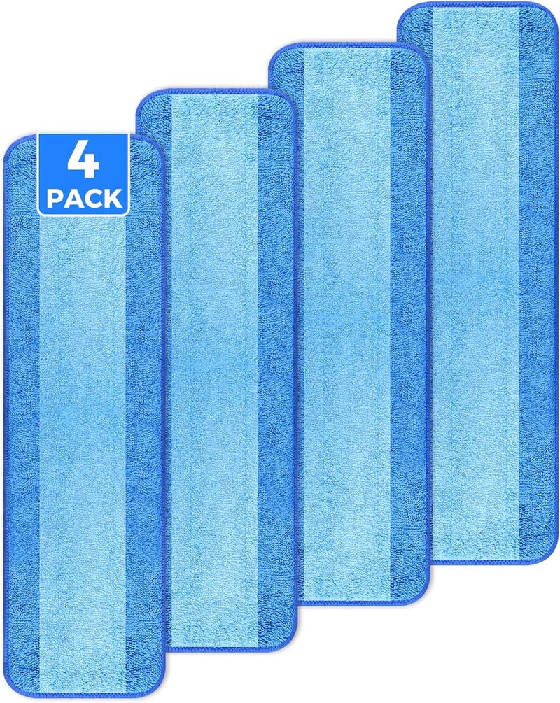 wlich 4-Pack Microfiber Cleaning Pads, 18-Inch Microfiber Mop Pads Compatible with Bona Mop, Washable and Reusable Mop Pad Refills for Hardwood Tile Laminate Floors - Image 1